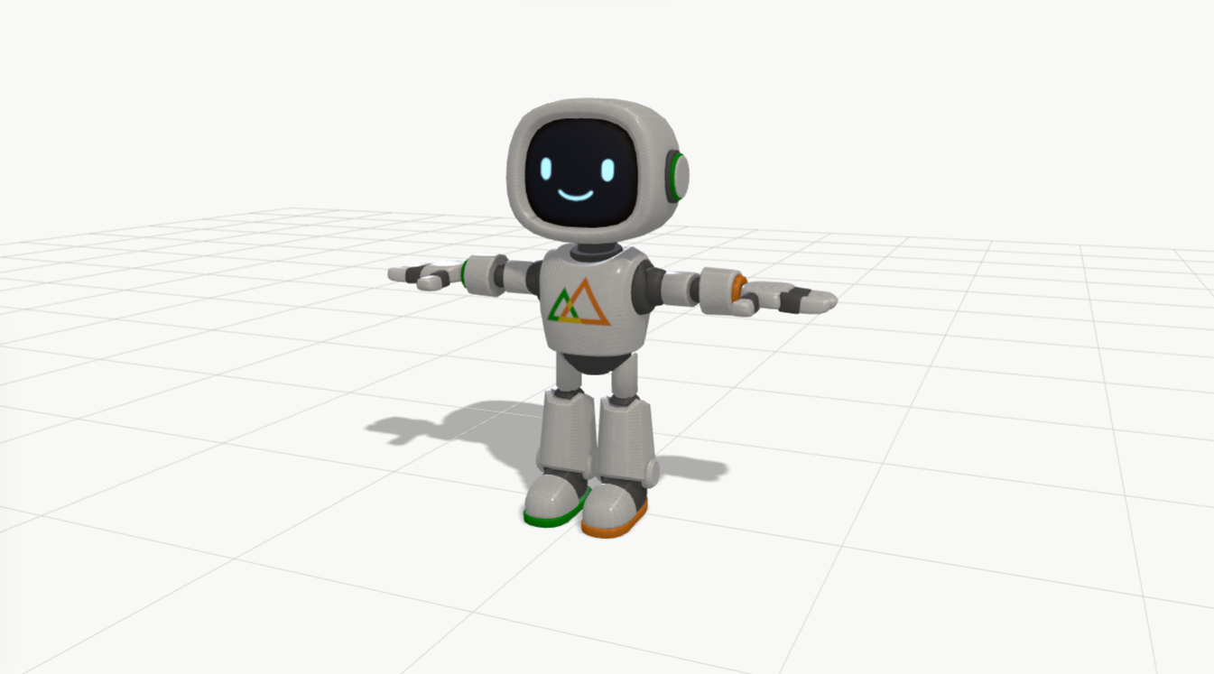 Gizmobot standing on a grid floor inside the Navigate and Transform lab